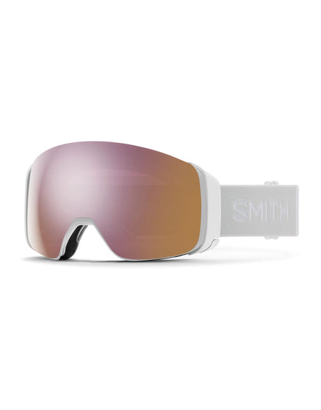 Smith 4D Mag Low Bridge Fit Ski Goggles-White Vapour / Chromapop Everyday Rose Gold Mirror Lens + Chromapop Storm Yellow Flash Spare Lens-aussieskier.com