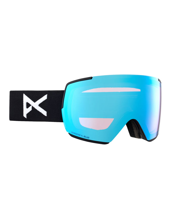 Anon M5 MFI Low Bridge Ski Goggles-Black / Perceive Blue Lens + Perceive Pink Spare Lens-Standard Fit-aussieskier.com
