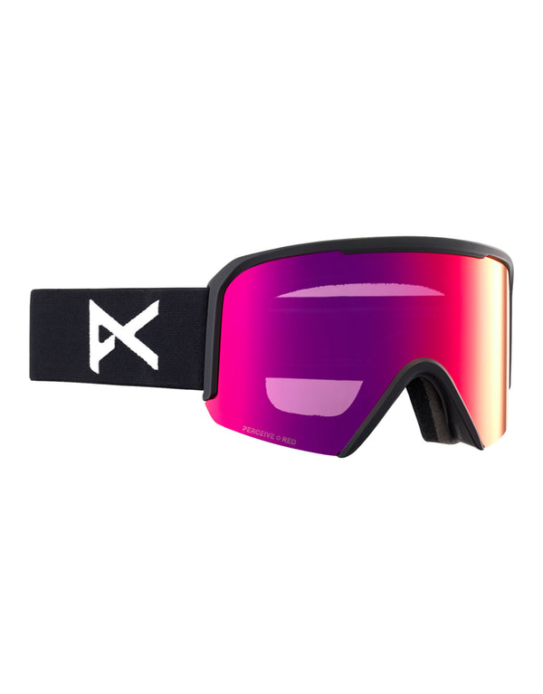 Anon Nesa Ski Goggles-Black / Perceive Red Lens + Perceive Burst Spare Lens-aussieskier.com