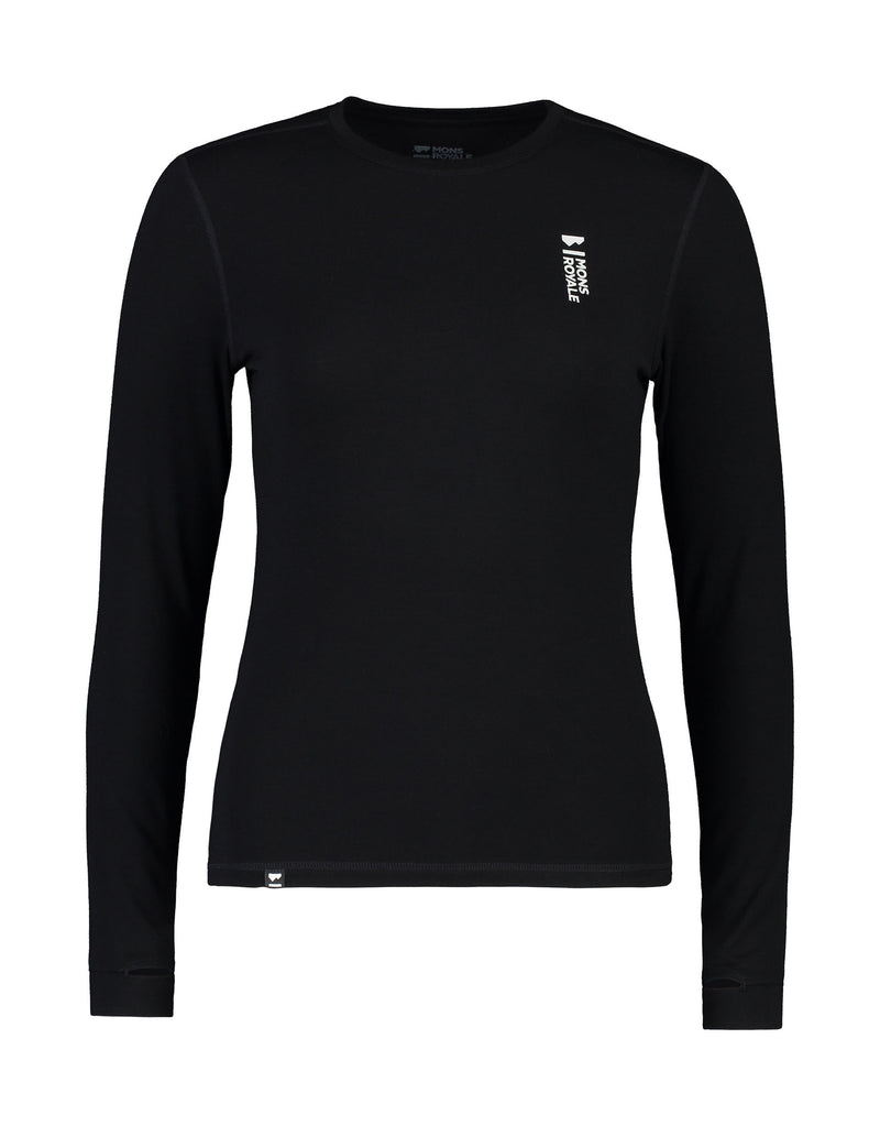 Mons Royale Cascade LS Womens Thermal Top-Small-Black-aussieskier.com
