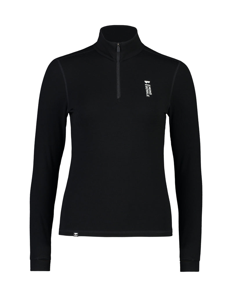 Mons Royale Cascade 1/4 Zip Womens Thermal Top-Small-Black-aussieskier.com