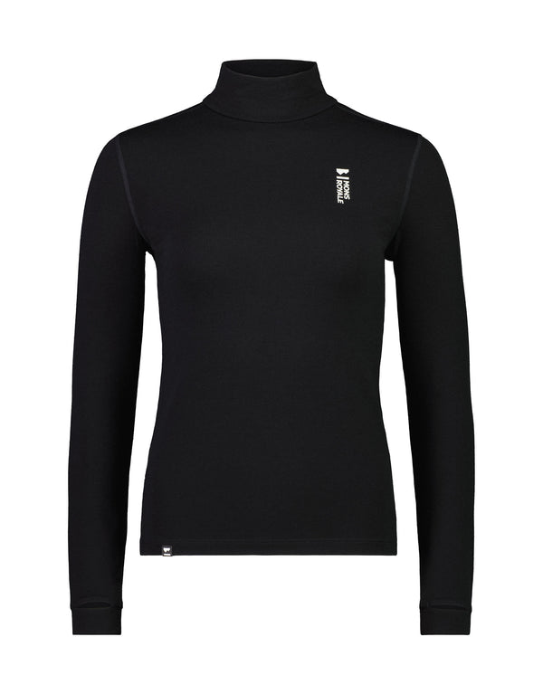 Mons Royale Cascade Mock Neck Womens Thermal Top-Small-Black-aussieskier.com