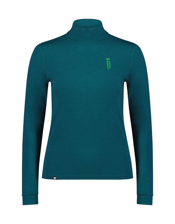 Mons Royale Cascade Mock Neck Womens Thermal Top-Small-Evergreen-aussieskier.com