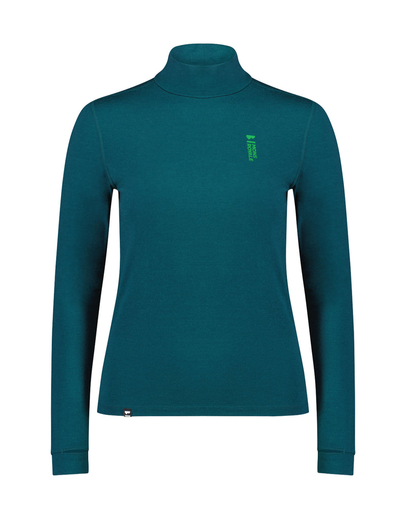 Mons Royale Cascade Mock Neck Womens Thermal Top-Small-Evergreen-aussieskier.com