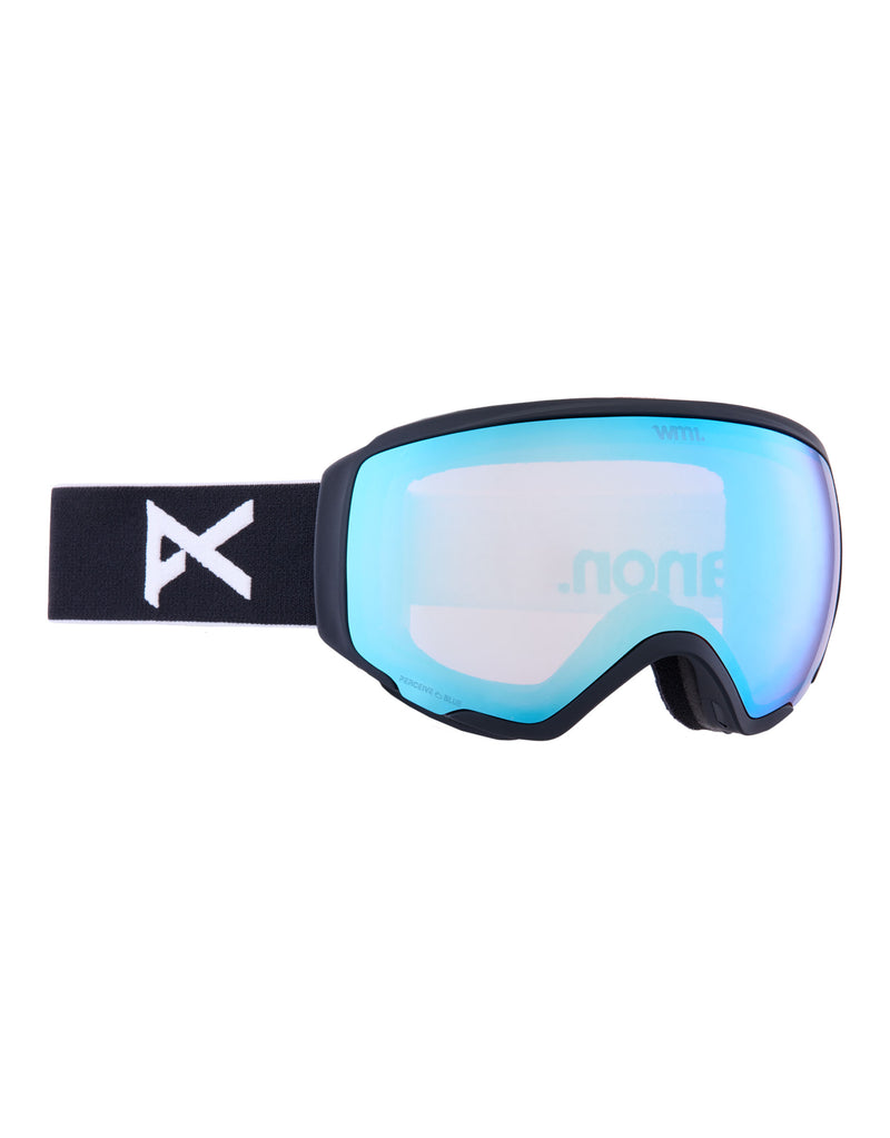 Anon WM1 MFI Womens Ski Goggles-Black / Perceive Blue Lens + Perceive Pink Spare Lens-Standard Fit-aussieskier.com
