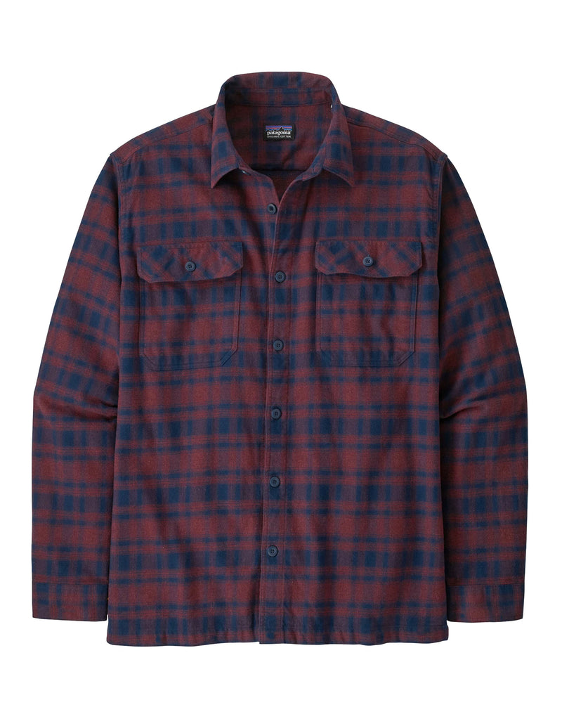 Patagonia L/S Organic Cotton MW Fjord Flannel Shirt-Small-Connected Lines Sequoia Red-aussieskier.com