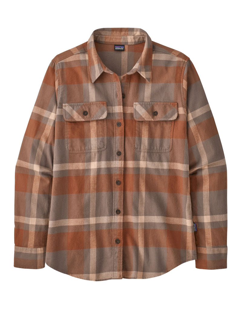 Patagonia Womens L/S Organic Cotton MW Fjord Flannel Shirt-Small-Comstock Dusky Brown-aussieskier.com