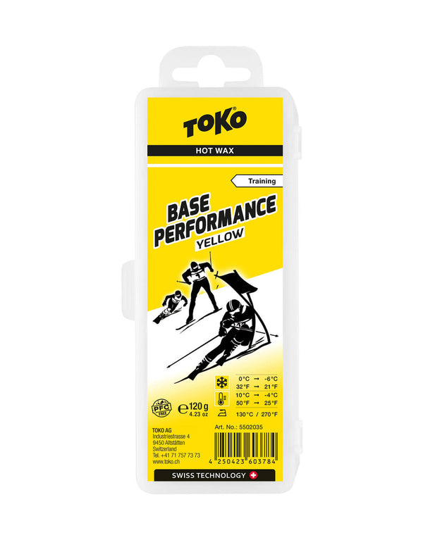 Toko Base Performance Ski Wax - 120g-Yellow (-4 to 0°C)-aussieskier.com