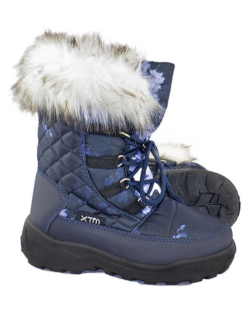 XTM Inessa Girls Snow Boots-25-26-Navy Floral-aussieskier.com