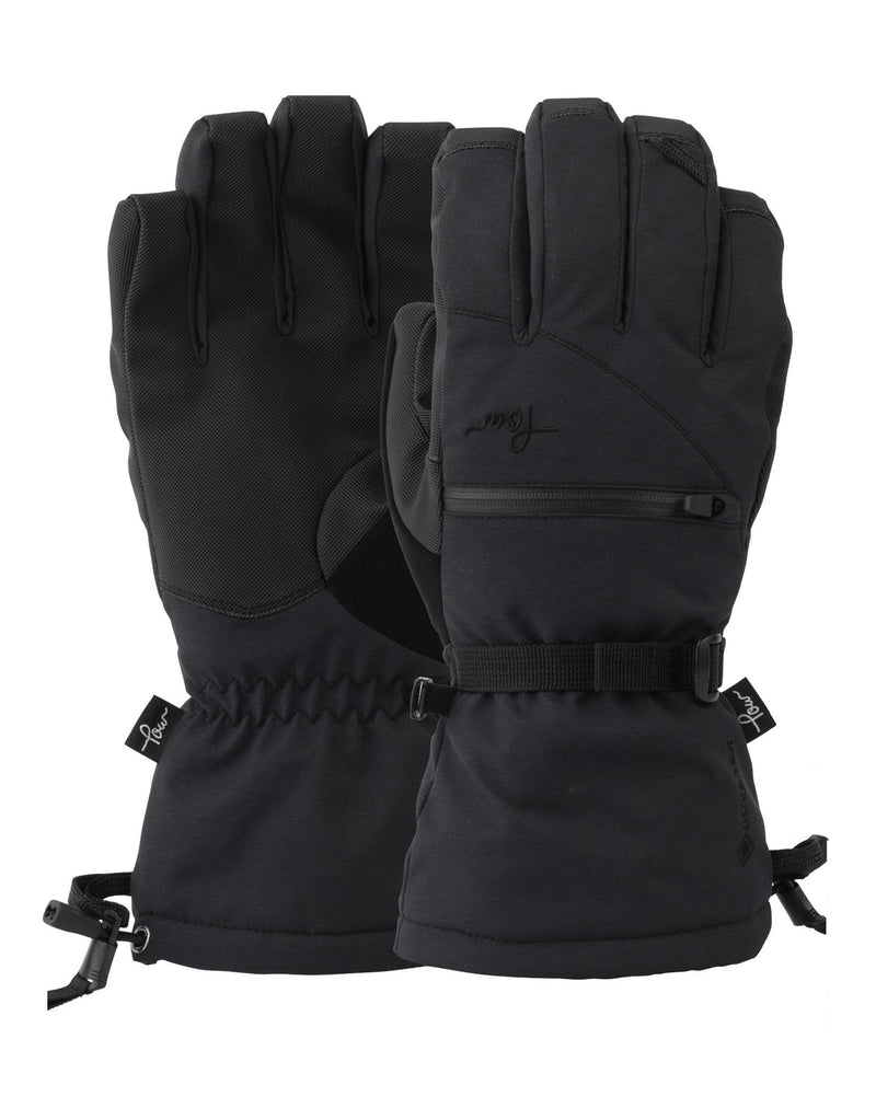 POW Cascadia Long Gore Tex Womens Gloves-X Small-Black-aussieskier.com