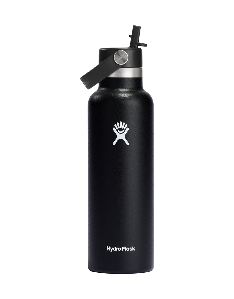 Hydro Flask Standard 21oz Insulated Drink Bottle with Flex Straw Cap (621ml)-Black-aussieskier.com