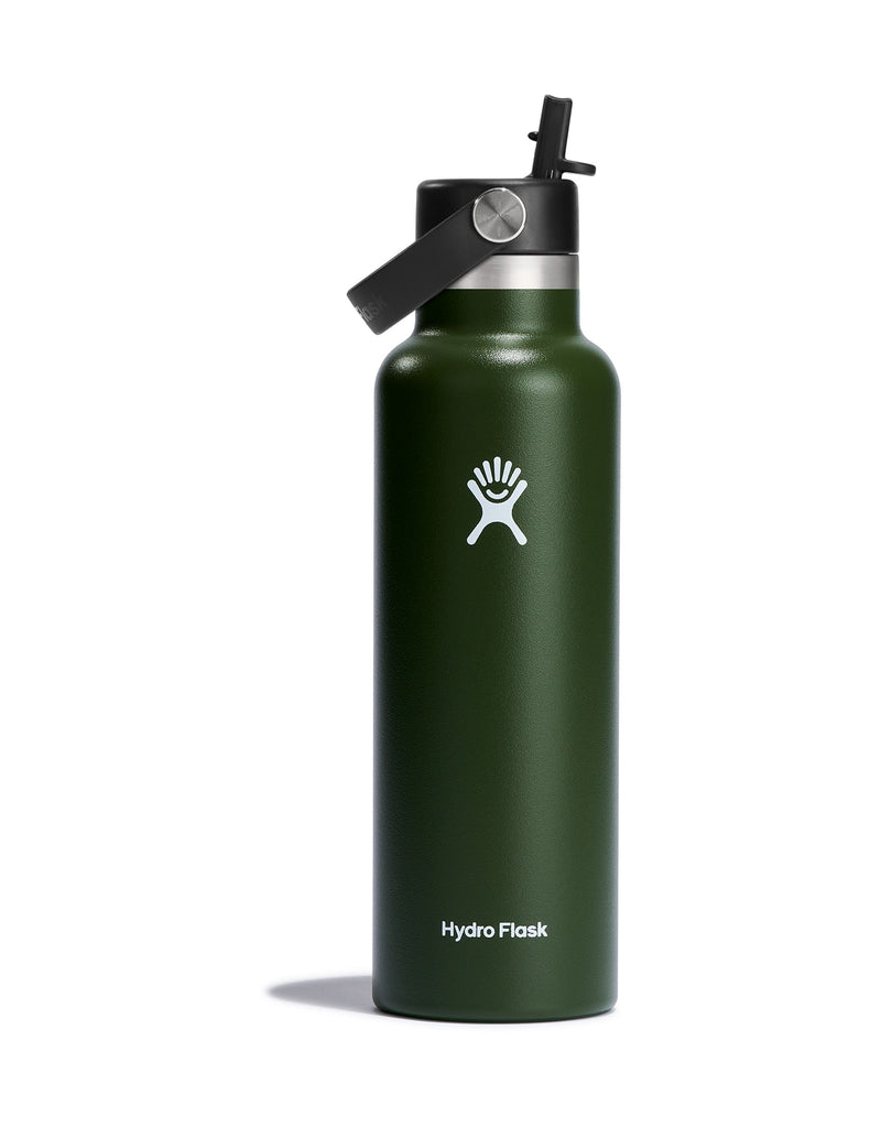 Hydro Flask Standard 21oz Insulated Drink Bottle with Flex Straw Cap (621ml)-Olive-aussieskier.com