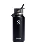 Hydro Flask Wide 32oz Insulated Drink Bottle with Flex Straw Cap (946ml)-Black-aussieskier.com