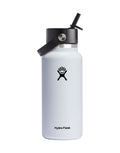 Hydro Flask Wide 32oz Insulated Drink Bottle with Flex Straw Cap (946ml)-White-aussieskier.com