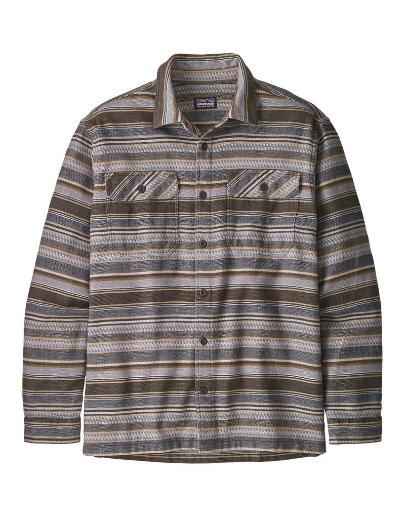 Patagonia L/S Fjord Flannel Shirt-Small-Folk Dobby: Bristle Brown-aussieskier.com