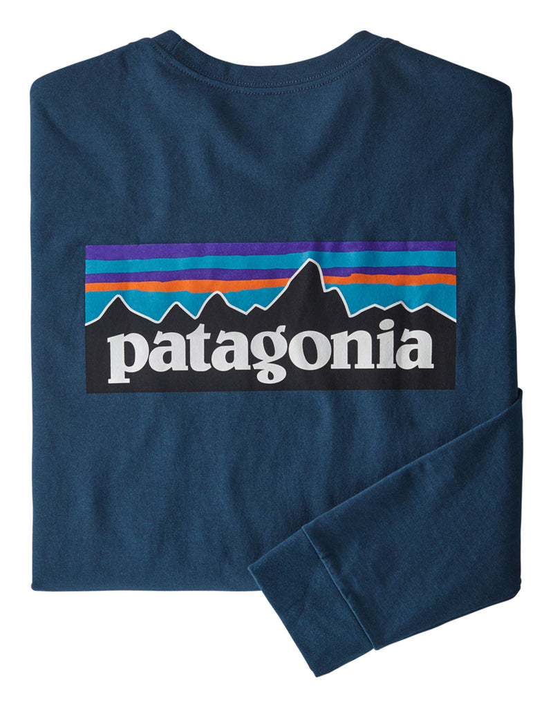 Patagonia P-6 Logo Long Sleeve Responsibili-Tee-Small-Crater Blue-aussieskier.com